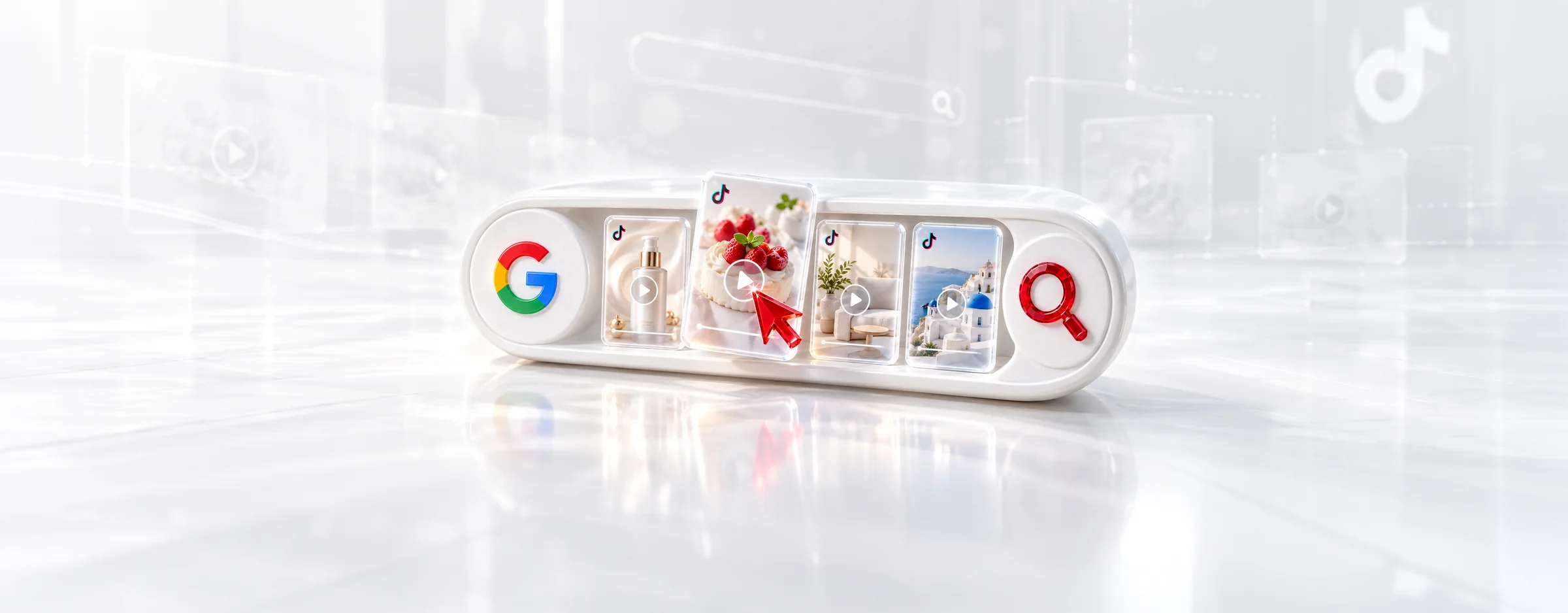 Google and TikTok social search concept with short-form content cards