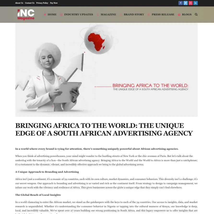 Bringing Africa to the World: The Unique Edge of a South African Advertising Agency