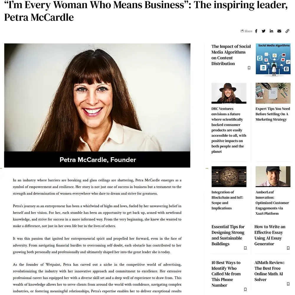 “I’m Every Woman Who Means Business”: The Inspiring Leader, Petra McCardle