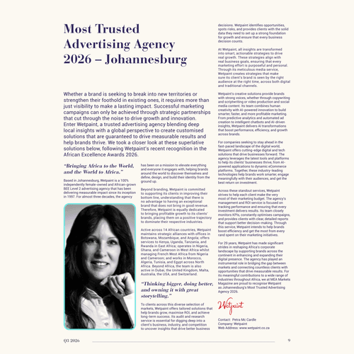 Most Trusted Advertising Agency 2026 – Johannesburg