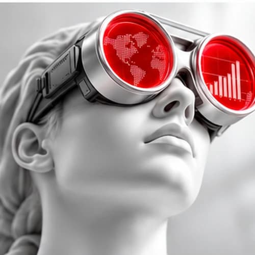 Chess pieces arranged in front of market analysis charts