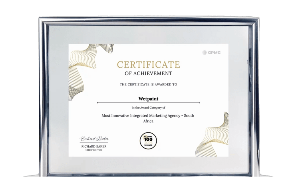 Most Innovative Integrated Marketing Agency South Africa award